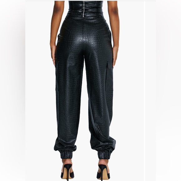 Naked Wardrobe Crocodile Faux Leather Joggers - Picture 3 of 3